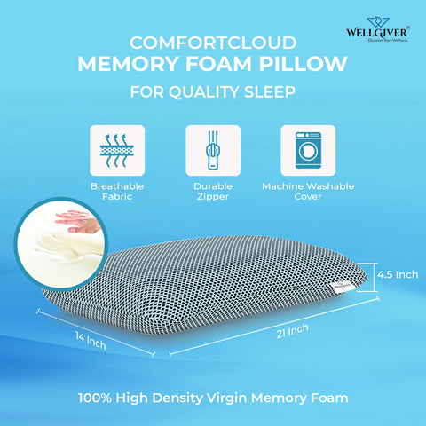 WELLGIVER ComfortCloud Orthopedic Memory Foam Pillows