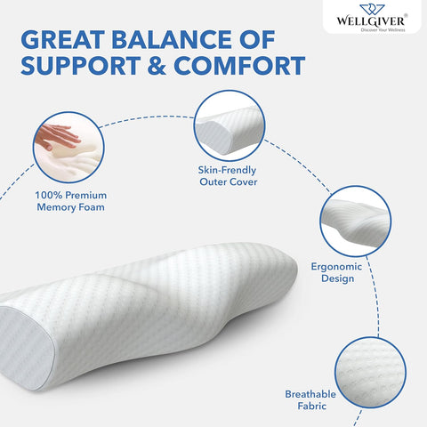 WELLGIVER ComfortCloud Orthopedic Cervical Pillow for Neck and Shoulder Pain