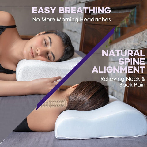 WELLGIVER Cervical Orthopedic Contour Memory Foam Pillow for Sleeping