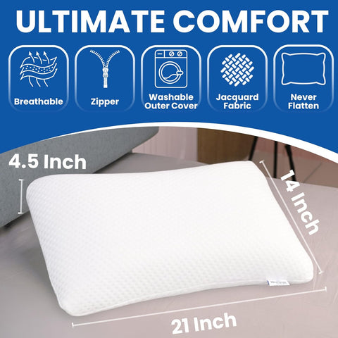 WELLGIVER ComfortCloud Orthopedic Memory Foam Pillows