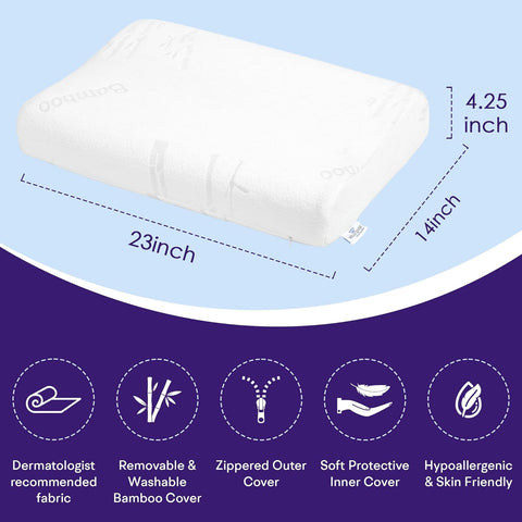 WELLGIVER Cervical Orthopedic Contour Memory Foam Pillow for Sleeping