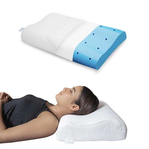 WELLGIVER Cervical Orthopedic Cooling Gel Contour Memory Foam Pillow for Sleeping