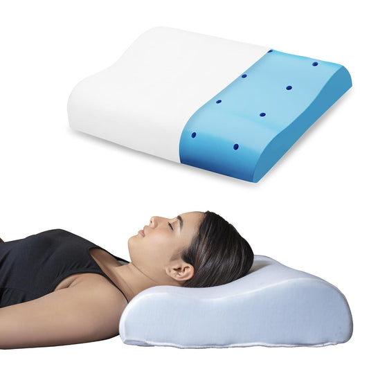 WELLGIVER Cervical Orthopedic Cooling Gel Contour Memory Foam Pillow for Sleeping