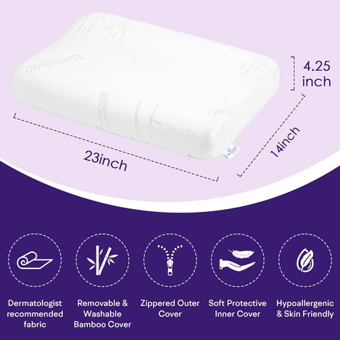 WELLGIVER Cervical Orthopedic Cooling Gel Contour Memory Foam Pillow for Sleeping