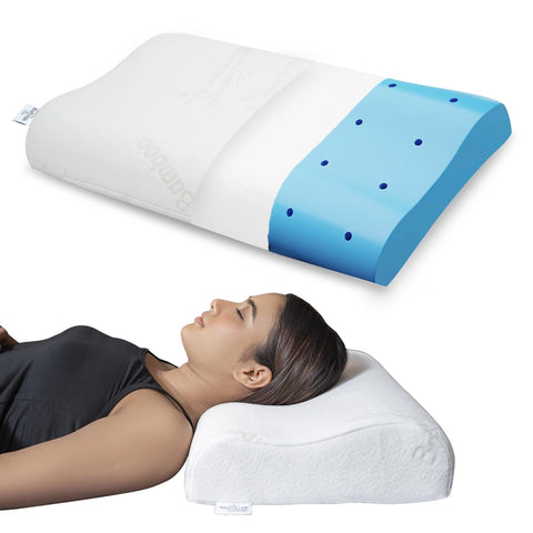 WELLGIVER Cervical Orthopedic Cooling Gel Contour Memory Foam Pillow for Sleeping