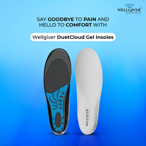 WELLGIVER DuetCloud Gel max insoles | India's number one insole for pain relief and comfort | Trim to fit | Shoe Insoles for Men & Women | Size (8-13)