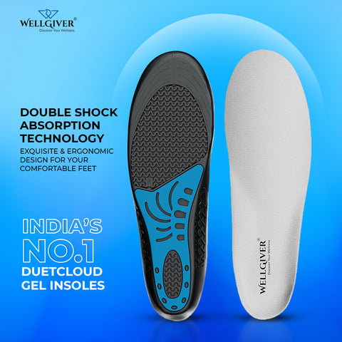 WELLGIVER DuetCloud Gel max insoles | India's number one insole for pain relief and comfort | Trim to fit | Shoe Insoles for Men & Women | Size (8-13)